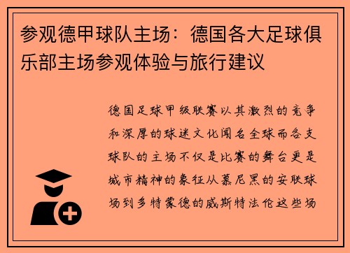 参观德甲球队主场：德国各大足球俱乐部主场参观体验与旅行建议